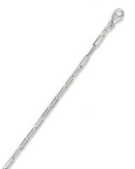 14kt White Gold 2.1mm Polished Paper Clip Chain with Pear Shaped Lobster Clasp WPCLIP055