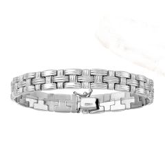 14K White Gold 7.25" Classic Basketweave Bracelet with Box Clasp WRC2374-0725