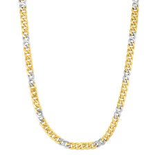 14kt Gold 22" Yellow+White Finish Shiny Oval Fancy Link Necklace with Lobster Clasp YWNCK5250-22