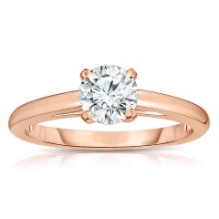 14K Rose Gold Round Diamond Solitaire Engagement Ring 0.62 Ct by Eloquence