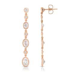 14K Rose Gold Round and Oval Diamond Earrings Z00142828