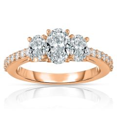 14K Rose Gold Oval and Round Diamond Engagement Ring Z00144791
