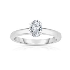 14K WHITE GOLD OVAL DIAMOND SEMI-MOUNT WITH 0.53 CARAT TOTAL WEIGHT IJ COLOR SI2 CLARITY