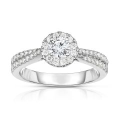 14K WHITE GOLD ROUND DIAMOND ENGAGEMENT RING WITH 0.42 CARAT TOTAL WEIGHT IJ COLOR SI2 CLARITY