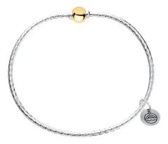 Sterling Silver Cape Cod Patterned Bracelet with 14K Gold Bead