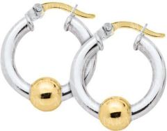Sterling Silver Cape Cod 20mm Hoop Earrings with 14K Gold Beads